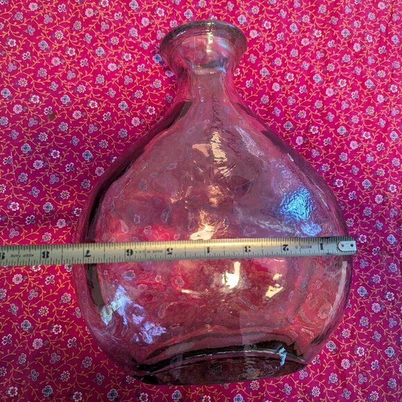 Vintage Hand Blown Glass Bottle Vase Purple Rose Gold Pink Spanish Bottle Boho - Picture 8 of 11